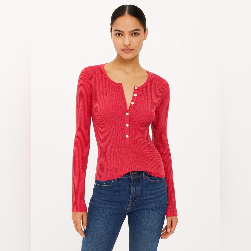 Rag & Bone Heathered Hot Pink Ribbed Long Sleeve Top Women's Small - Picture 7 of 7